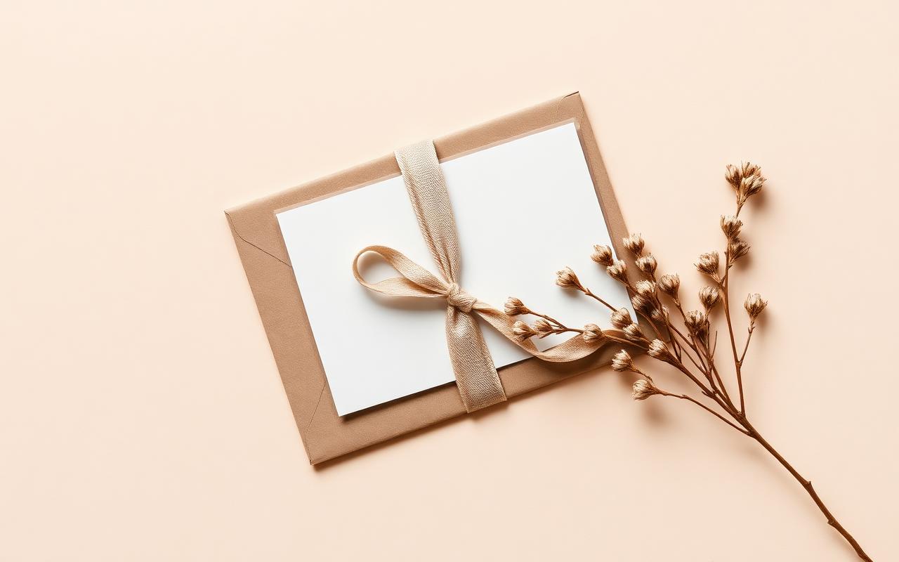 Vue Aesthetics gift card presented with linen ribbon and dried botanicals